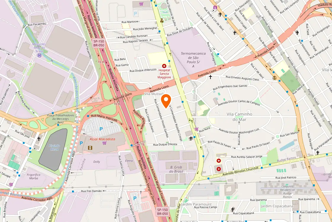 Mapa da localização da JR Pedras: Av. Winston Churchill, 300 - Rudge Ramos, São Bernardo do Campo - SP, 09613-000